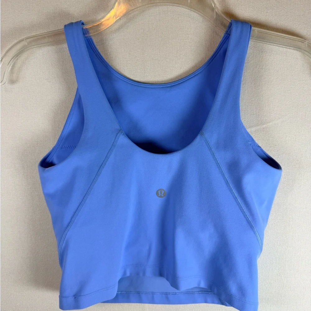 Lululemon Align High Neck Tank Top Women’s Size 2 Blue Cropped Built In Bra